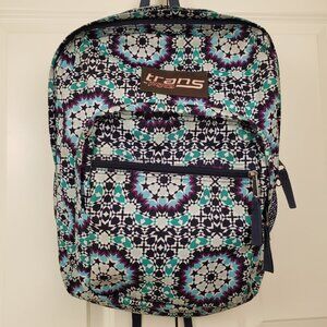 Trans By JanSport Supermax Backpack Navy Moon Shine Moroccan Riad 17" Laptop